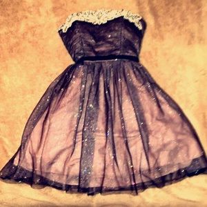 pink and black sparkly formal dress